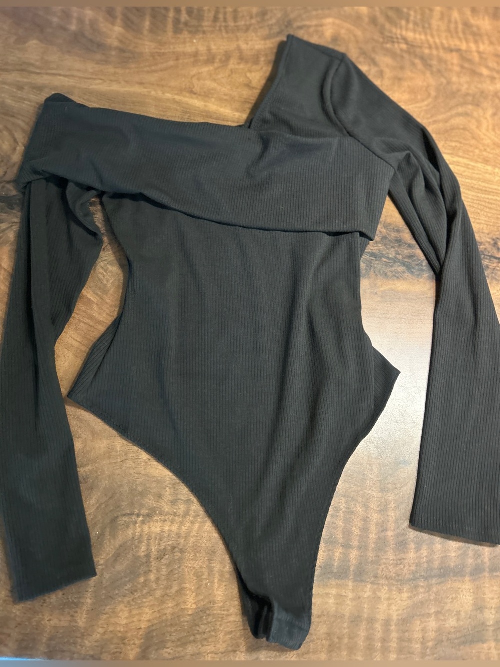Lulus Unforgettable Vibe Black Long Sleeve Asymmetrical Bodysuit
